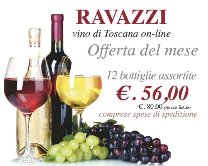 Offerta speciale cantine Ravazzi vino toscano 12 bottiglie a sole .5600