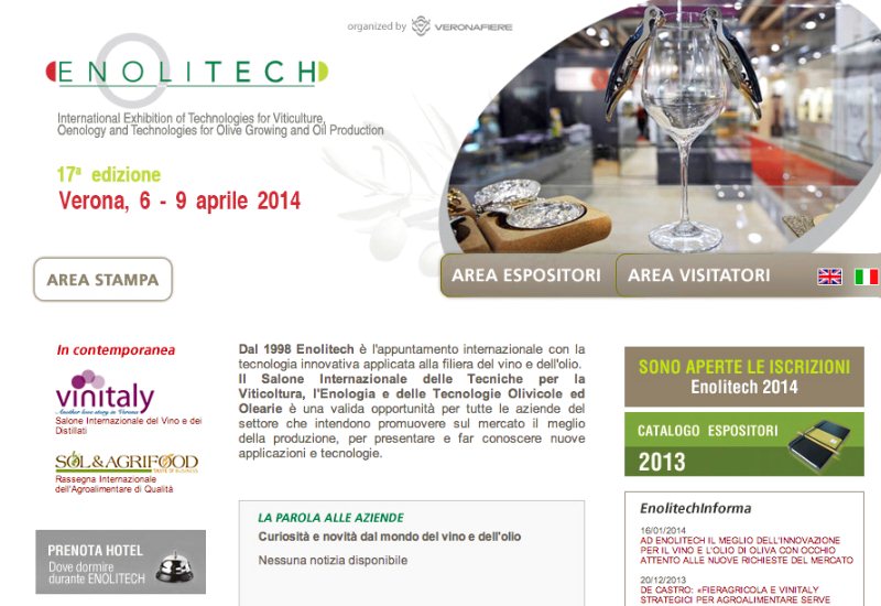 ENOLITECHVerona dal 6 al 9 aprile 2014 Il meglio dellinnovazione per il vino e lolio